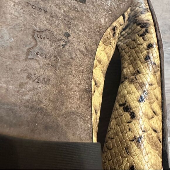 TORY BURCH Ballet Flats Size 6.5 Leather Georgia Snakeskin Animal Print - Picture 10 of 12